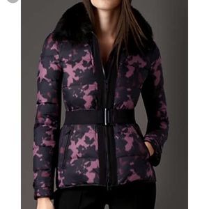 Burberry London Puffer Jacket with Fox Fur Collar